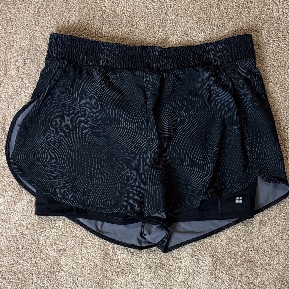 Sweaty Betty Black Patterned Athletic Shorts